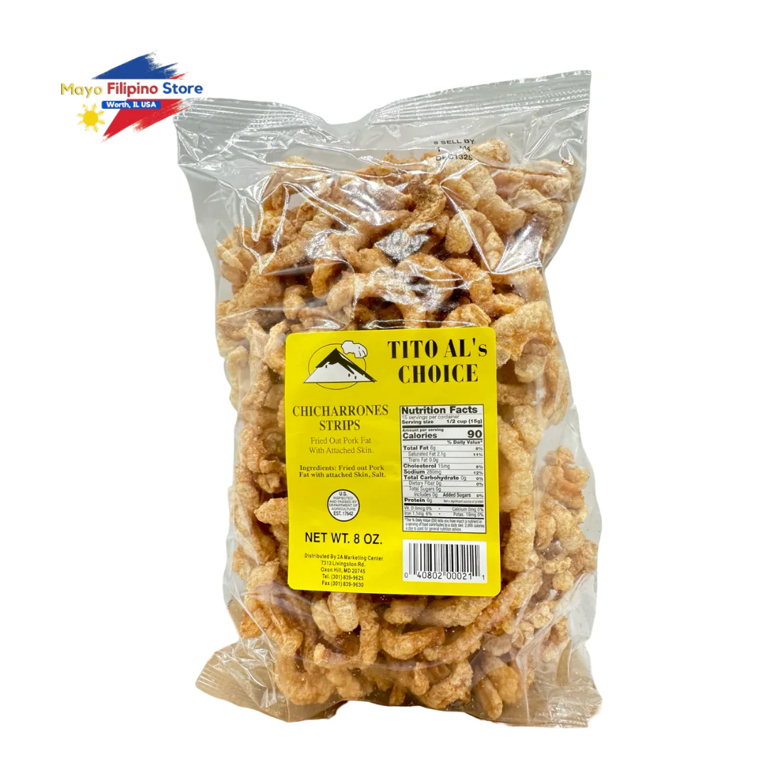 Tito Als Pork Chicharrons 8oz 227g Strips Yellow